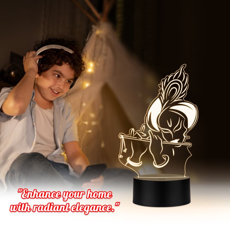 Lord Krishna Led Night Lamp with Warm White Color Temple Decor Lamp